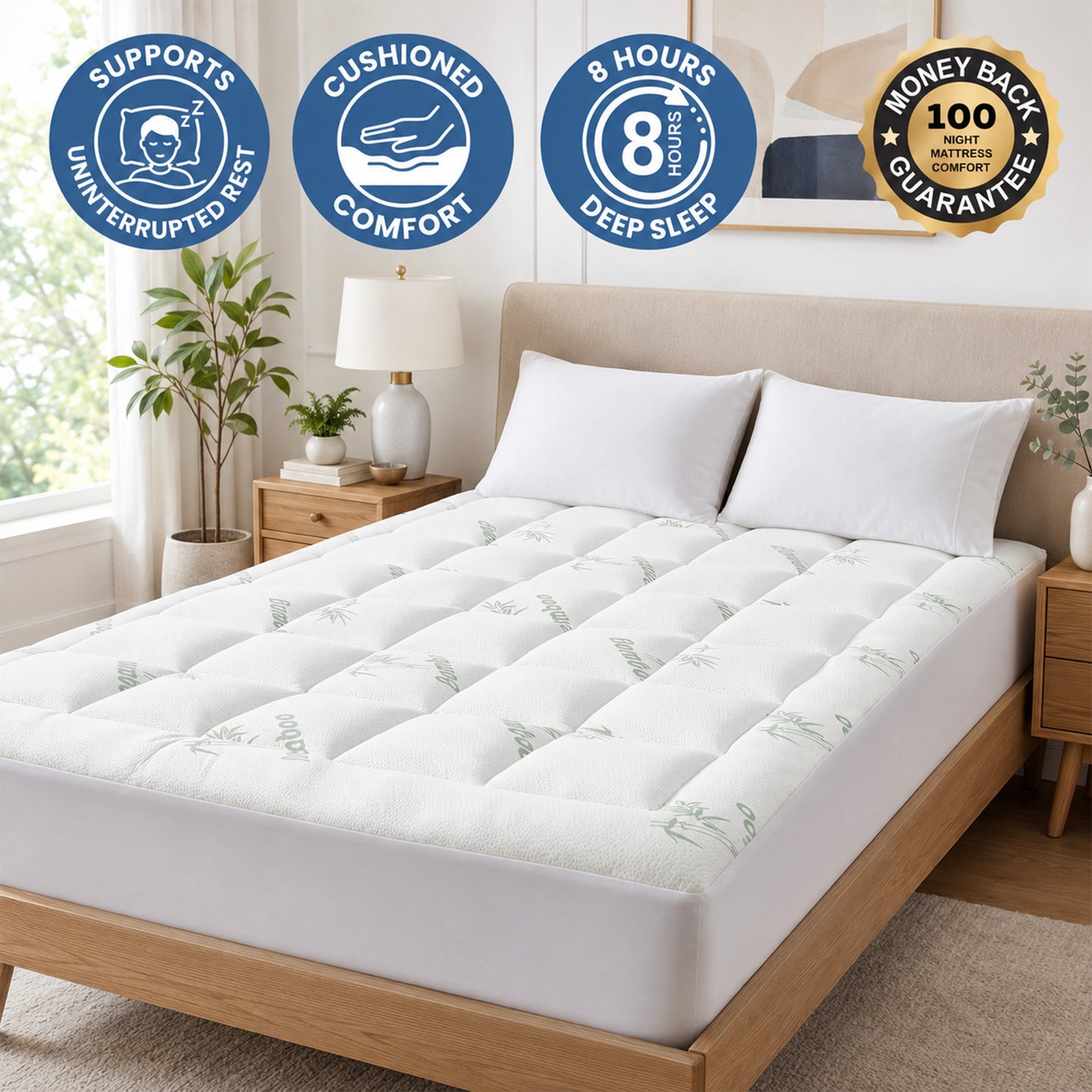 Bamboo Cushion Mattress Topper