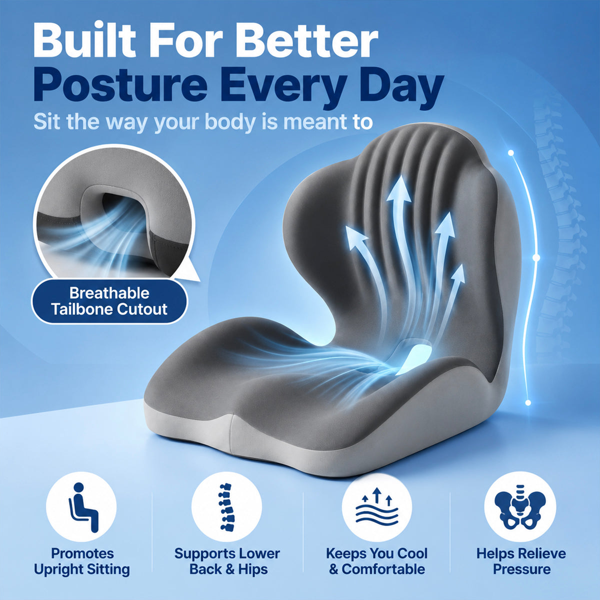 Ergonomic Back Support Seat Cushion
