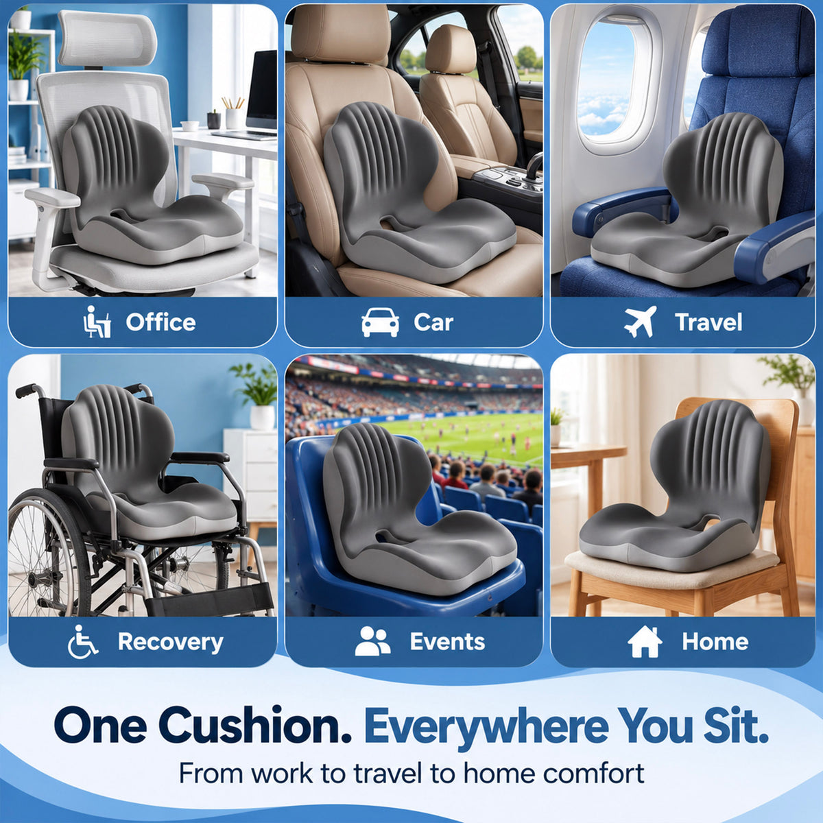 Ergonomic Back Support Seat Cushion